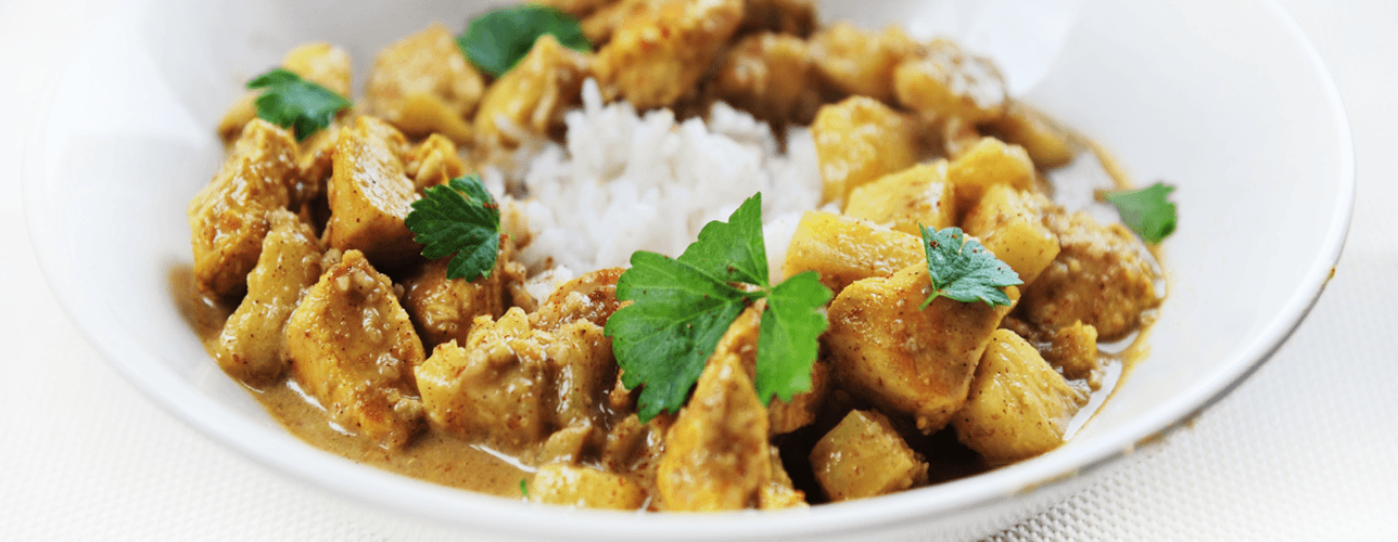 Banner : Poulet curry, ananas et lait de coco