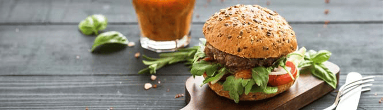Banner : Burger de pesto rouge et à la roquette