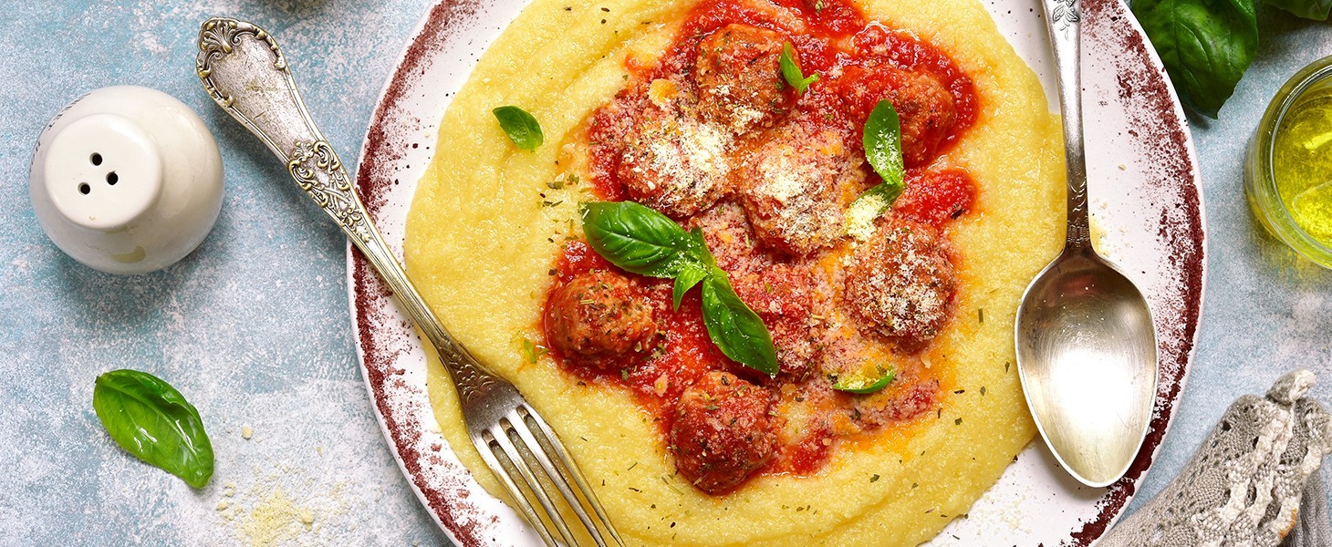 Banner : Polenta crémeuse et boulettes de Boeuf